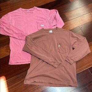 TWO Victoria’s Secret PINK Long Sleeve Tee Shirts